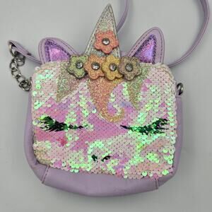 Miss Gwen's OMG Accessories Girls Sequin and Purple Crossbody Unicorn Purse